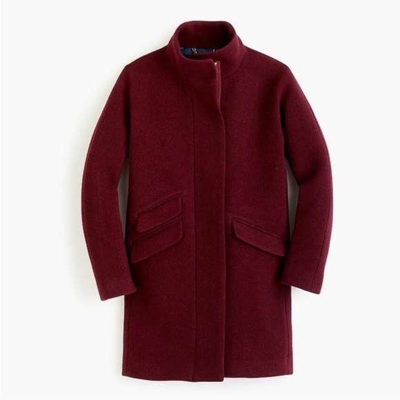 J. Crew || Cocoon Coat in Italian Stadium-cloth Wool Burgundy 6 Petite 6P - Picture 1 of 9